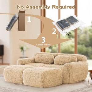 English Elm 80''soft Plush Modular Sectional Sofa with Chaise Deep Seat High Density Foam Living Room Light Khaki W714S01566