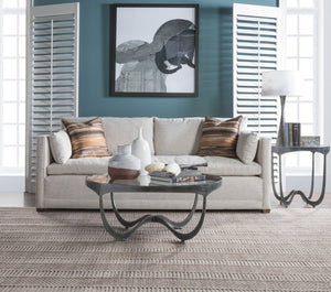 Lexington Artistica Home Sophie Round Cocktail Table - Hand-forged Iron Design With Inset Glass Top And Elegant Craftsmanship St. Laurent Wood 2232-943-44