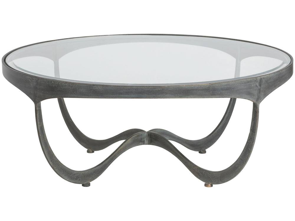 Lexington Artistica Home Sophie Round Cocktail Table - Hand-forged Iron Design With Inset Glass Top And Elegant Craftsmanship St. Laurent Wood 2232-943-44