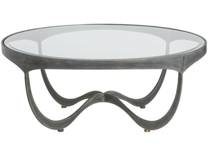Lexington Artistica Home Sophie Round Cocktail Table - Hand-forged Iron Design With Inset Glass Top And Elegant Craftsmanship St. Laurent Wood 2232-943-44