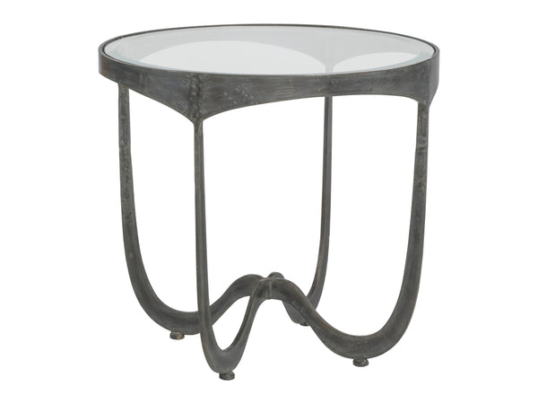 Lexington Artistica Home Sophie Hand-forged Round End Table With Glass Top - Artisan-crafted Iron Design For Modern Spaces St. Laurent Wood 2232-953-44