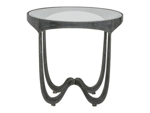 Lexington Artistica Home Sophie Hand-forged Round End Table With Glass Top - Artisan-crafted Iron Design For Modern Spaces St. Laurent Wood 2232-953-44