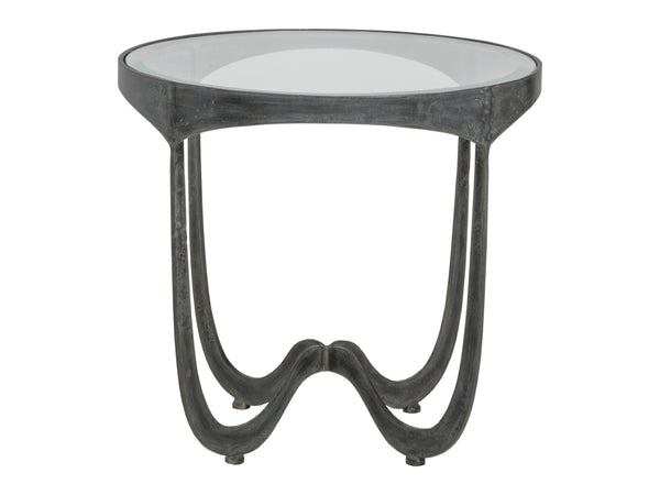Lexington Artistica Home Sophie Hand-forged Round End Table With Glass Top - Artisan-crafted Iron Design For Modern Spaces St. Laurent Wood 2232-953-44