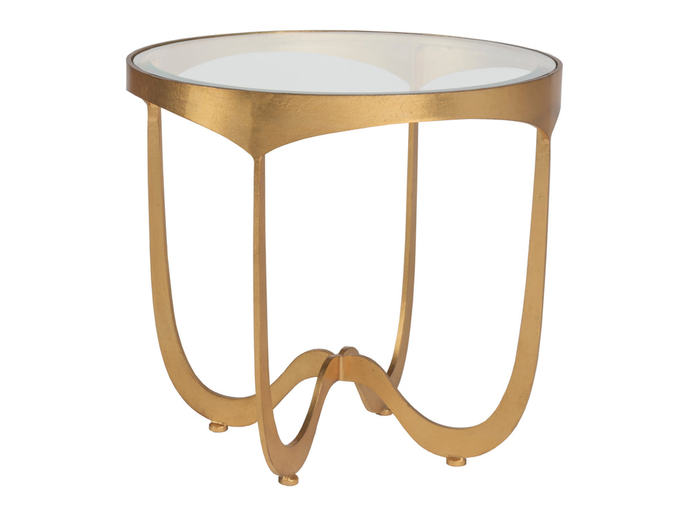 Lexington Artistica Home Sophie Hand-forged Round End Table With Glass Top - Artisan-crafted Iron Design For Modern Spaces Gold Leaf Wood 2232-953-48