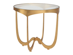 Lexington Artistica Home Sophie Hand-forged Round End Table With Glass Top - Artisan-crafted Iron Design For Modern Spaces Gold Leaf Wood 2232-953-48