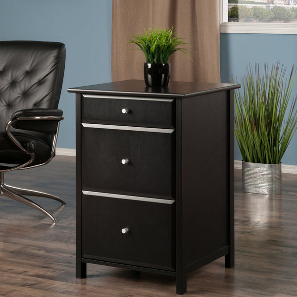 Winsome Wood Delta Home Office File Cabinet - Sleek Black Design With Ample Storage For Files & Essentials Black Composite Wood 22321-winsome-wood