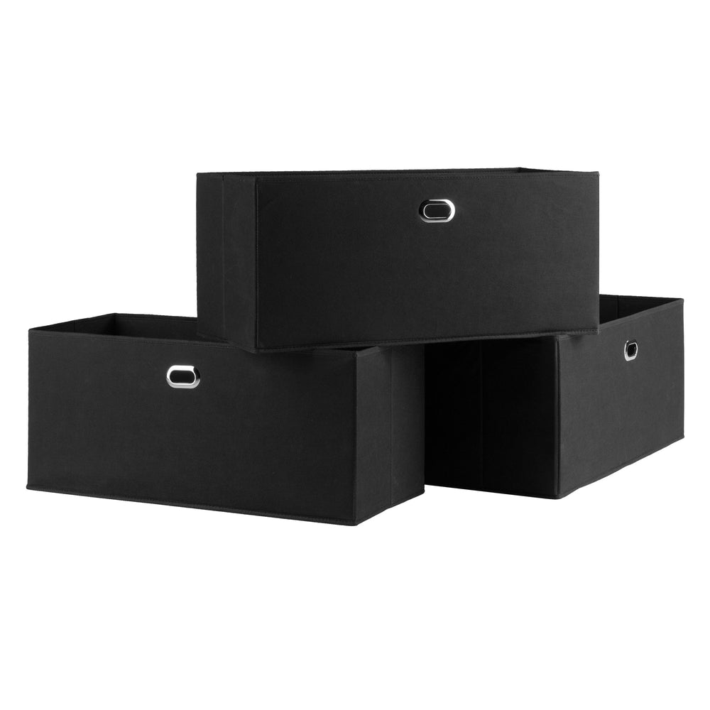 Winsome Wood Torino 3-piece Foldable Storage Basket Set – Stylish Black Fabric Bins For Home Organization & Decor Black Fabric 22323-winsome-wood