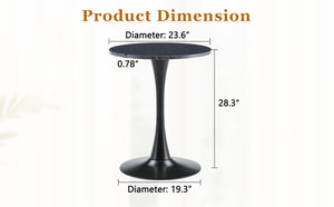 English Elm Round Faux Marble Tulip Dining Table Mid Century Pedestal Base for Compact Kitchens Black+Gery W2920P395716