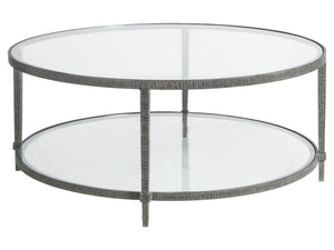 Lexington Artistica Home Claret Hand-forged Round Cocktail Table With Glass Top - Stunning Artisan Metal Design Elegance St. Laurent Wood 2233-943-44