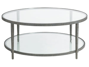 Lexington Artistica Home Claret Hand-forged Round Cocktail Table With Glass Top - Stunning Artisan Metal Design Elegance St. Laurent Wood 2233-943-44