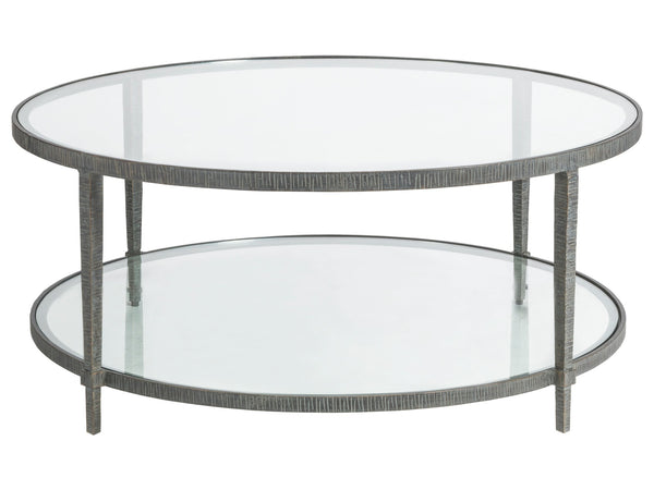 Lexington Artistica Home Claret Hand-forged Round Cocktail Table With Glass Top - Stunning Artisan Metal Design Elegance St. Laurent Wood 2233-943-44