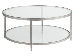 Lexington Artistica Home Claret Hand-forged Round Cocktail Table With Glass Top - Stunning Artisan Metal Design Elegance Argento Wood 2233-943-46