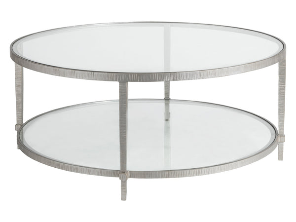 Lexington Artistica Home Claret Hand-forged Round Cocktail Table With Glass Top - Stunning Artisan Metal Design Elegance Argento Wood 2233-943-46