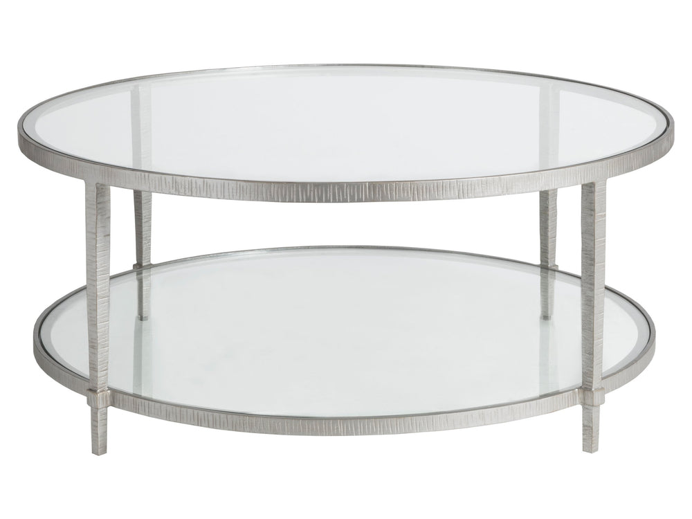 Lexington Artistica Home Claret Hand-forged Round Cocktail Table With Glass Top - Stunning Artisan Metal Design Elegance Argento Wood 2233-943-46