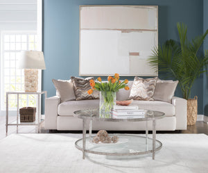 Lexington Artistica Home Claret Hand-forged Iron End Table With Glass Top & Shelf - Exquisite Craftsmanship & Design Silver Leaf Wood 2233-953-47