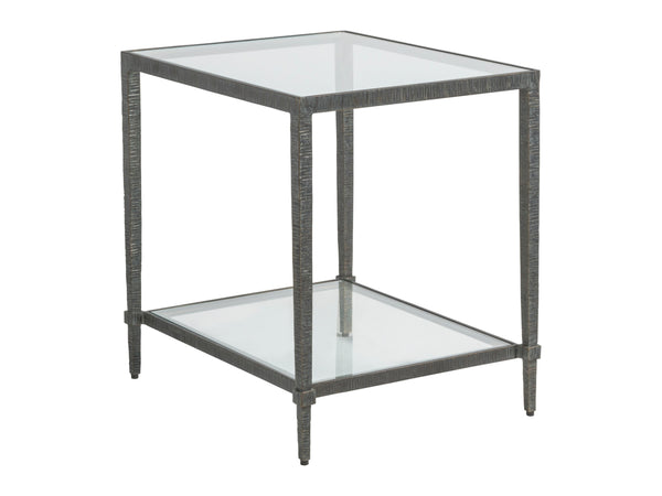 Lexington Artistica Home Claret Hand-forged Iron End Table With Glass Top & Shelf - Exquisite Craftsmanship & Design St. Laurent Wood 2233-953-44