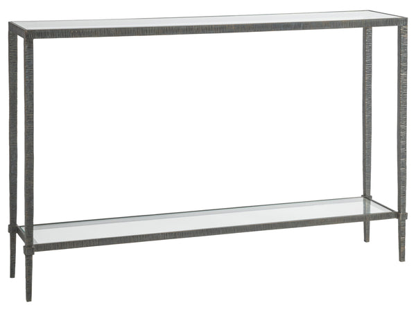 Lexington Artistica Home Claret Console Table - Hand-forged Iron Base With Glass Top, Elegant Design For Home Décor St. Laurent Wood 2233-966-44