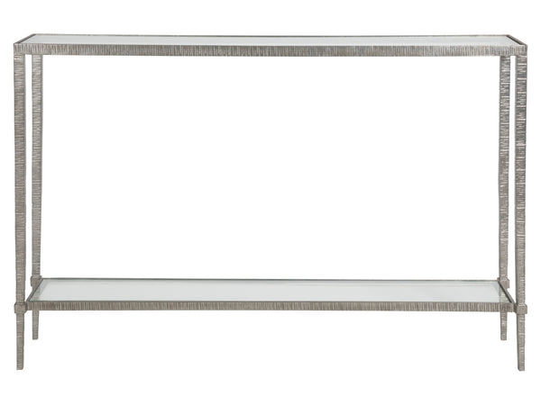 Lexington Artistica Home Claret Console Table - Hand-forged Iron Base With Glass Top, Elegant Design For Home Décor Silver Leaf Wood 2233-966-47