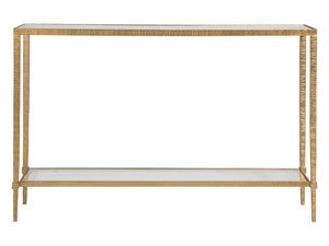 Lexington Artistica Home Claret Console Table - Hand-forged Iron Base With Glass Top, Elegant Design For Home Décor Gold Leaf Wood 2233-966-48