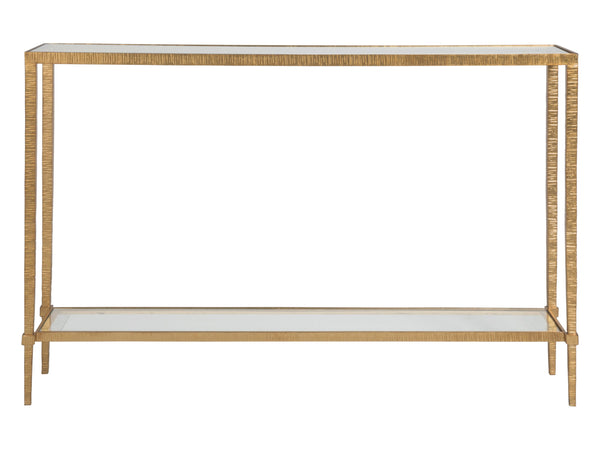 Lexington Artistica Home Claret Console Table - Hand-forged Iron Base With Glass Top, Elegant Design For Home Décor Gold Leaf Wood 2233-966-48