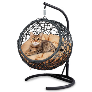 English Elm Cat Swing Bed With Stand & Removable Cushion - Stylish Egg Chair For Cozy Naps & Playtime Fun! W2500P283880