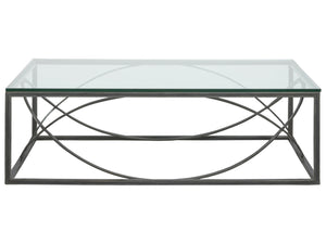 Lexington Artistica Home Ellipse Sculptural Modern Cocktail Table - Hand Forged Iron Design With Exquisite Glass Top Finish St. Laurent Wood 2234-945-44