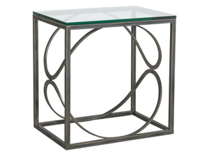 Lexington Artistica Home Ellipse Sculptural Iron End Table With Hand-forged Detailing And Elegant Glass Top For Modern Homes St. Laurent Wood 2234-955-44