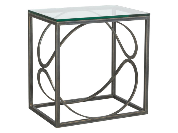 Lexington Artistica Home Ellipse Sculptural Iron End Table With Hand-forged Detailing And Elegant Glass Top For Modern Homes St. Laurent Wood 2234-955-44