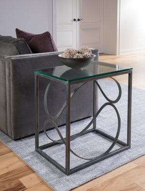 Lexington Artistica Home Ellipse Sculptural Iron End Table With Hand-forged Detailing And Elegant Glass Top For Modern Homes St. Laurent Wood 2234-955-44