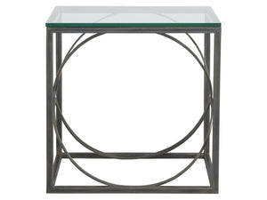 Lexington Artistica Home Ellipse Sculptural Iron End Table With Hand-forged Detailing And Elegant Glass Top For Modern Homes St. Laurent Wood 2234-955-44