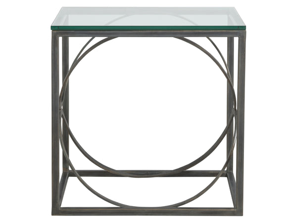 Lexington Artistica Home Ellipse Sculptural Iron End Table With Hand-forged Detailing And Elegant Glass Top For Modern Homes St. Laurent Wood 2234-955-44