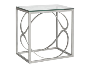 Lexington Artistica Home Ellipse Sculptural Iron End Table With Hand-forged Detailing And Elegant Glass Top For Modern Homes Argento Wood 2234-955-46