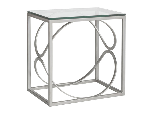 Lexington Artistica Home Ellipse Sculptural Iron End Table With Hand-forged Detailing And Elegant Glass Top For Modern Homes Argento Wood 2234-955-46