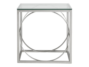 Lexington Artistica Home Ellipse Sculptural Iron End Table With Hand-forged Detailing And Elegant Glass Top For Modern Homes Argento Wood 2234-955-46