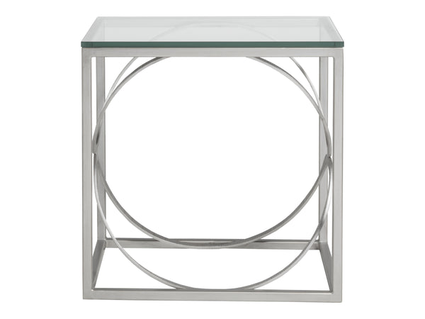 Lexington Artistica Home Ellipse Sculptural Iron End Table With Hand-forged Detailing And Elegant Glass Top For Modern Homes Argento Wood 2234-955-46