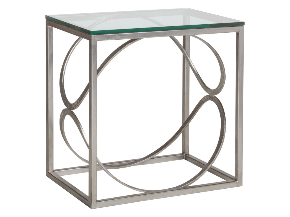 Lexington Artistica Home Ellipse Sculptural Iron End Table With Hand-forged Detailing And Elegant Glass Top For Modern Homes Silver Leaf Wood 2234-955-47