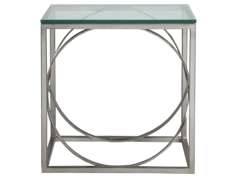 Lexington Artistica Home Ellipse Sculptural Iron End Table With Hand-forged Detailing And Elegant Glass Top For Modern Homes Silver Leaf Wood 2234-955-47