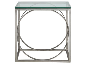 Lexington Artistica Home Ellipse Sculptural Iron End Table With Hand-forged Detailing And Elegant Glass Top For Modern Homes Silver Leaf Wood 2234-955-47