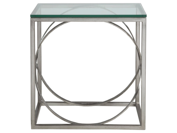 Lexington Artistica Home Ellipse Sculptural Iron End Table With Hand-forged Detailing And Elegant Glass Top For Modern Homes Silver Leaf Wood 2234-955-47