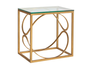 Lexington Artistica Home Ellipse Sculptural Iron End Table With Hand-forged Detailing And Elegant Glass Top For Modern Homes Gold Leaf Wood 2234-955-48