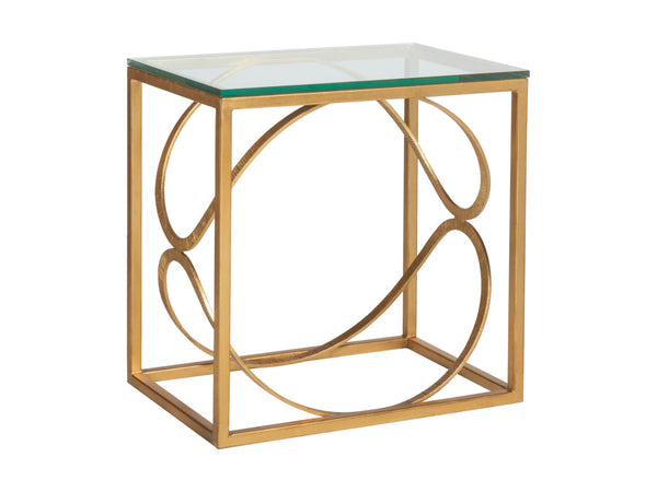 Lexington Artistica Home Ellipse Sculptural Iron End Table With Hand-forged Detailing And Elegant Glass Top For Modern Homes Gold Leaf Wood 2234-955-48