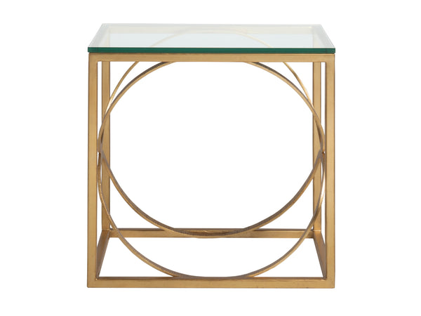 Lexington Artistica Home Ellipse Sculptural Iron End Table With Hand-forged Detailing And Elegant Glass Top For Modern Homes Gold Leaf Wood 2234-955-48