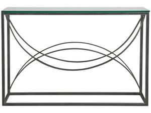 Lexington Artistica Home Ellipse Console Table - Hand Forged Iron Design With Sculptural Glass Top For Elegant Spaces St. Laurent Wood 2234-966-44