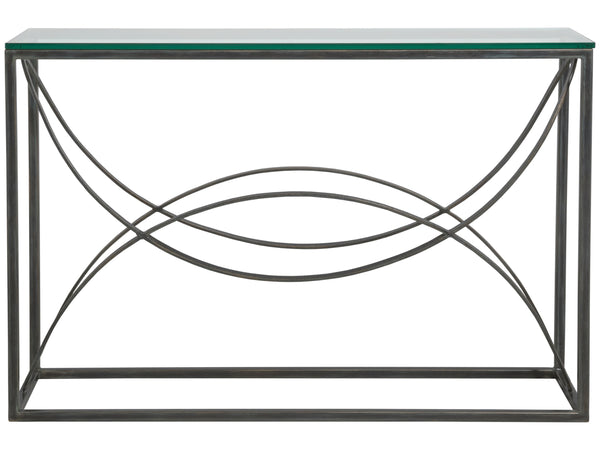 Lexington Artistica Home Ellipse Console Table - Hand Forged Iron Design With Sculptural Glass Top For Elegant Spaces St. Laurent Wood 2234-966-44