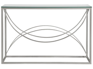 Lexington Artistica Home Ellipse Console Table - Hand Forged Iron Design With Sculptural Glass Top For Elegant Spaces Argento Wood 2234-966-46