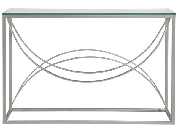 Lexington Artistica Home Ellipse Console Table - Hand Forged Iron Design With Sculptural Glass Top For Elegant Spaces Argento Wood 2234-966-46