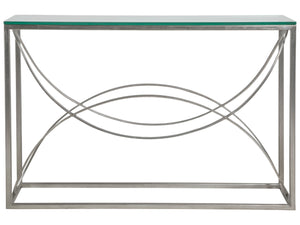 Lexington Artistica Home Ellipse Console Table - Hand Forged Iron Design With Sculptural Glass Top For Elegant Spaces Silver Leaf Wood 2234-966-47