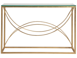 Lexington Artistica Home Ellipse Console Table - Hand Forged Iron Design With Sculptural Glass Top For Elegant Spaces Gold Leaf Wood 2234-966-48