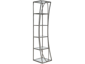 Lexington Artistica Home Ellipse Sculptural Modern Etagere - Hand Forged Iron Design With Exquisite Craftsmanship And Detail Silver Leaf Wood 2234-990-47