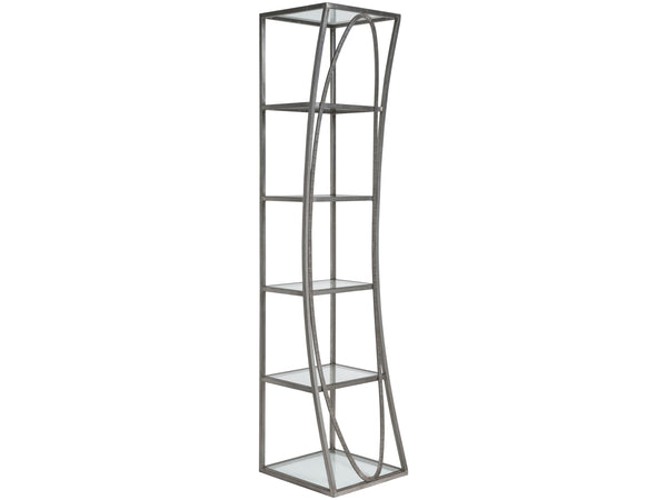 Lexington Artistica Home Ellipse Sculptural Modern Etagere - Hand Forged Iron Design With Exquisite Craftsmanship And Detail Silver Leaf Wood 2234-990-47